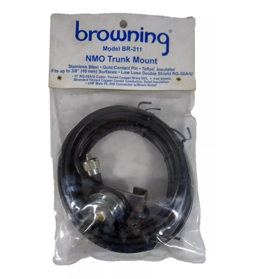 Base Maletera Cromada NMO con Cable RG58 5m y Conector PL259