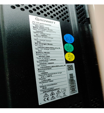 INVERSOR HIBRIDO GROWATT 6KVA 48V MPPT 110/220V FASE DIVIDIDA CON DISPOSITIVO DE MONITOREO WIFI