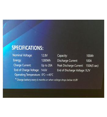 BATERIA DE LITHIUM DELONG 12V 100AH CON LCD