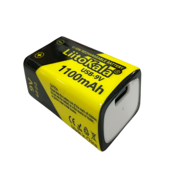 Batería Litio LiitoKala 9V 1100mAh Recargable USB-C 6F22 / 6LR61