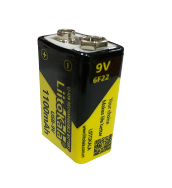 Batería Litio LiitoKala 9V 1100mAh Recargable USB-C 6F22 / 6LR61