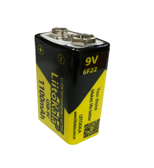 Batería Litio LiitoKala 9V 1100mAh Recargable USB-C 6F22 / 6LR61