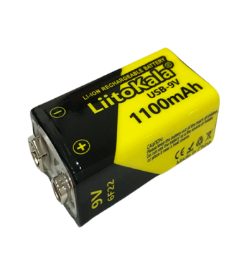 Batería Litio LiitoKala 9V 1100mAh Recargable USB-C 6F22 / 6LR61