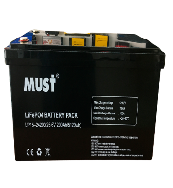 Batería de Litio MUST 24V 200Ah LiFePO4 Solar / Respaldo Industrial