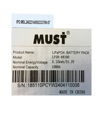 BATERIA DE LITHIUM MUST RACKEABLE 48V 100AH