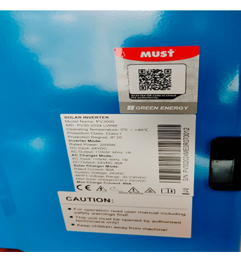 INVERSOR HIBRIDO MUST 2KW (2000W) 24V MPPT 110V BAJA FRECUENCIA