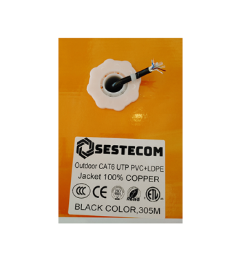 CABLE CAT6 SESTECOM 100% COBRE EXTERIOR NEGRO 305MT DOBLE CHAQUETA CAT6-100DB